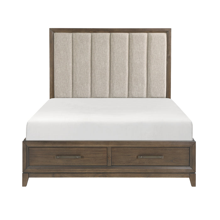 Cambridge Eastern King Platform Bed with Footboard Storage in Walnut - 1422KN-1EK