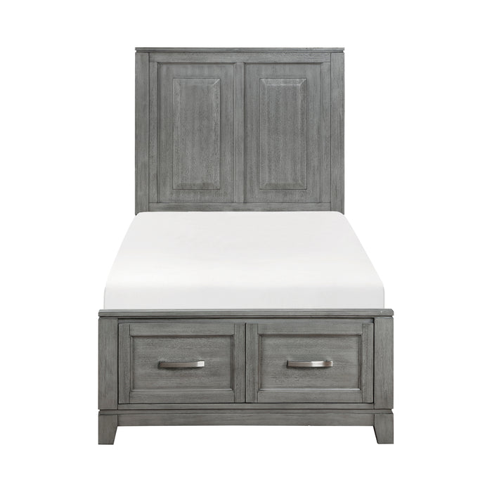 Garretson Twin Platform Bed with Footboard Storage in Gray - 1450T-1