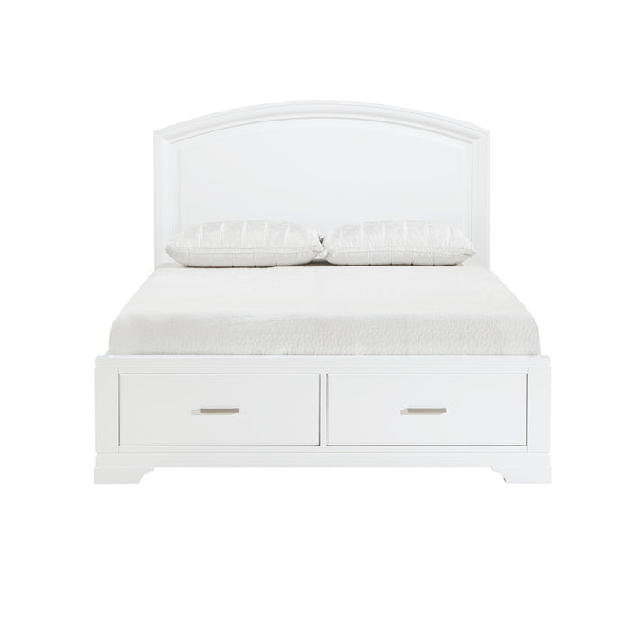 Hudson Full Platform Bed with Footboard Storage in White - 1520WHF-1