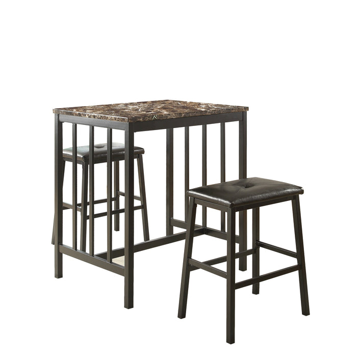 Edgar 3-Piece Pack Counter Height Set in Brown/Black - 5106BK
