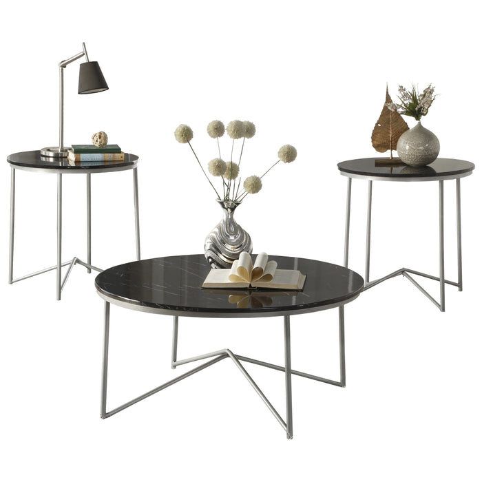 Perivale 3-PIECE PACK OCCASIONAL SET in Gray/Black/Gold/Silver/Champagne - 3623-31