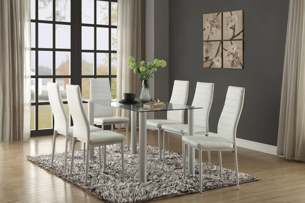 Florian Dining Table, Glass Top in White/Transparent/Gold/Silver/Champagne - 5538W*