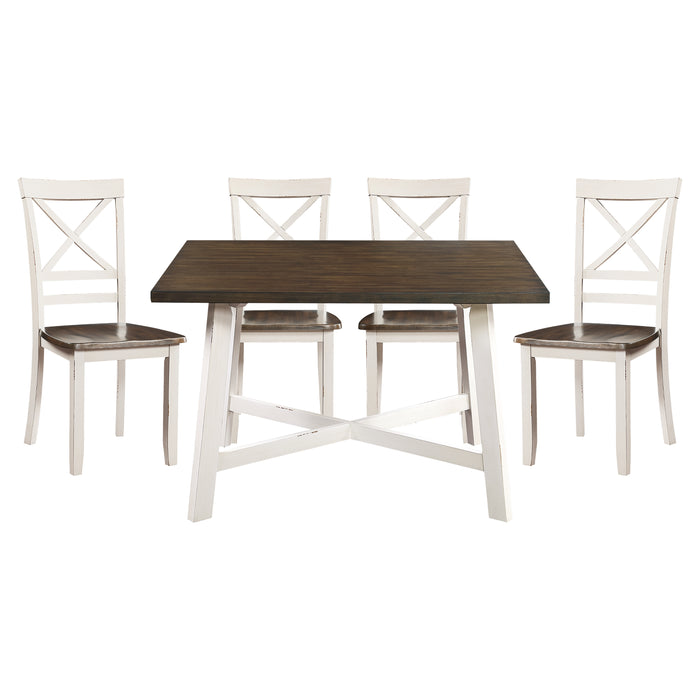 Troy 5-Piece Pack Dinette Set in Cherry/White - 5777WH