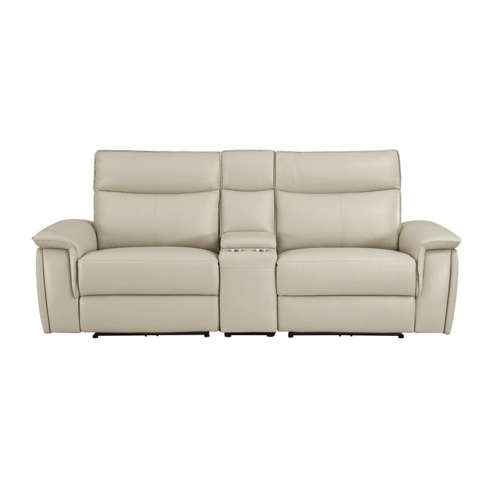 Maroni Power Double Reclining Loveseat with Center Console and Power Headrests in Taupe - 8259RFTP-2CNPWH*