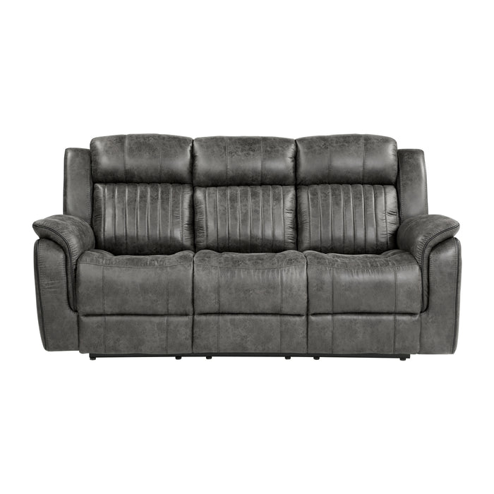 Centeroak Double Reclining Sofa in Brown/Gray - 9479BRG-3