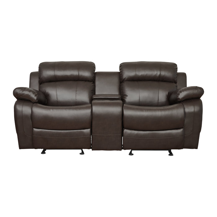 Marille Double Glider Reclining Loveseat with Center Console in Brown - 9724BRW-2
