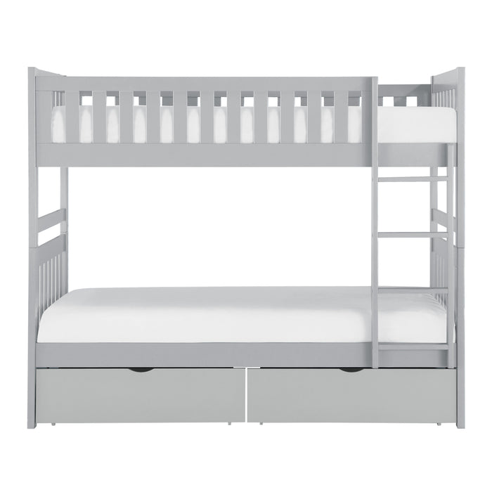 Orion (4) Twin/Twin Bunk Bed with Storage Boxes in Gray - B2063-1*T