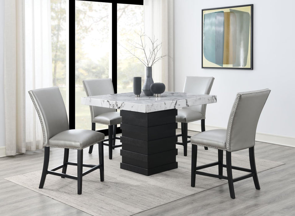 D138 Counter Table With 4 Leather Chairs