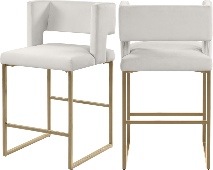 Caleb Cream Velvet Counter Stool