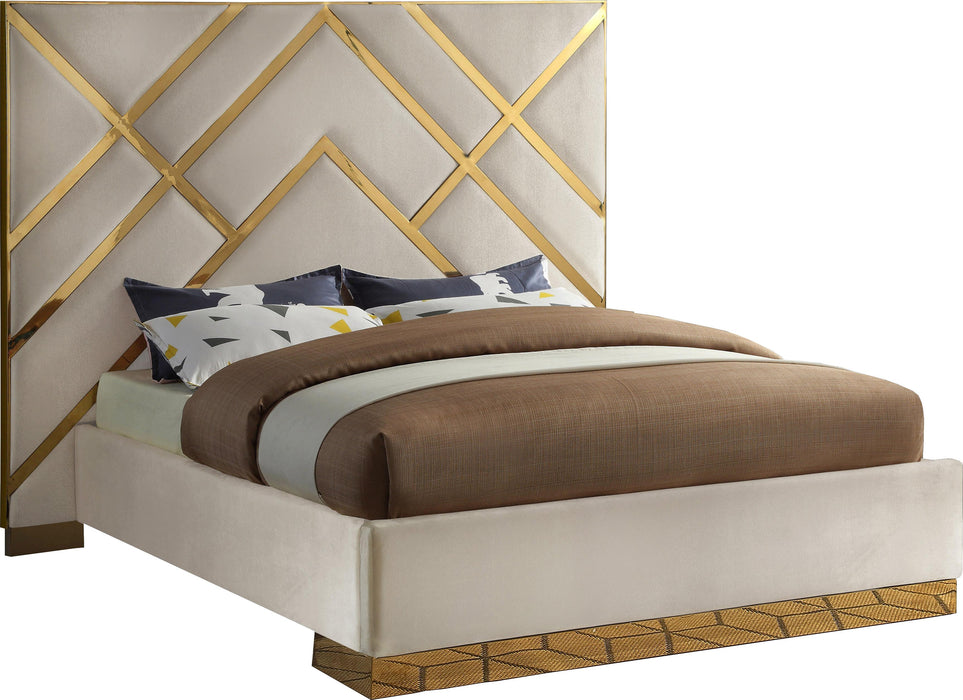 Vector Cream Velvet King Bed