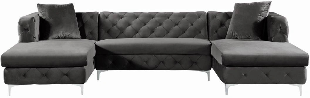 Gail Grey Velvet 3pc. Sectional