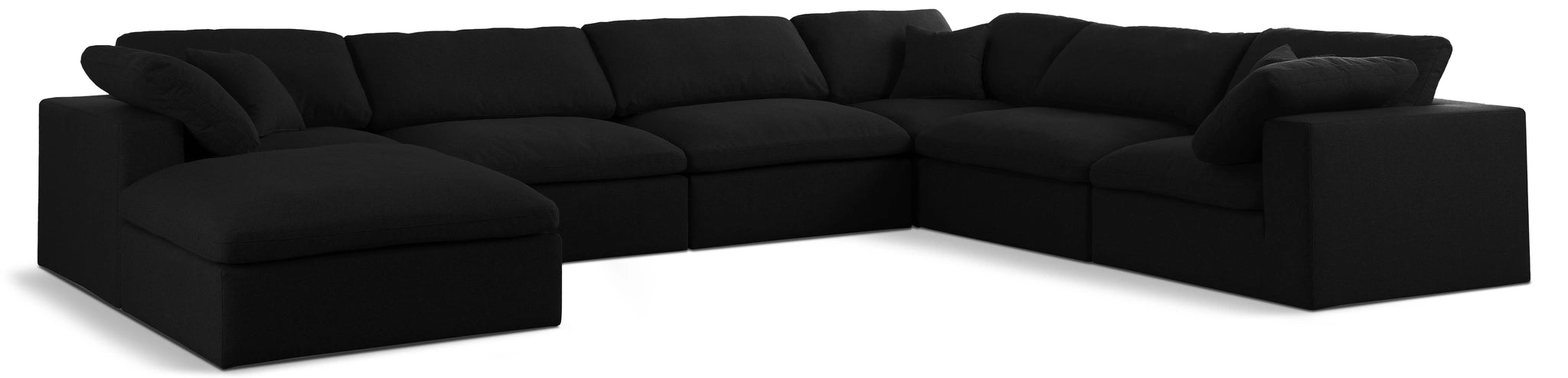Serene Black Linen Fabric Deluxe Cloud Modular Sectional