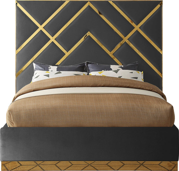 Vector Grey Velvet Queen Bed