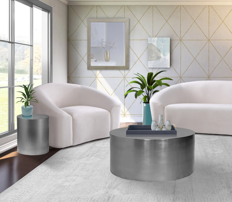 Cylinder Brushed Chrome End Table