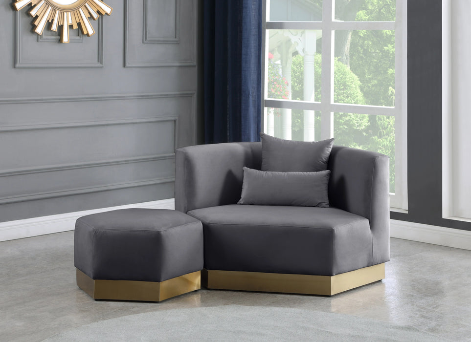 Marquis Grey Velvet Ottoman