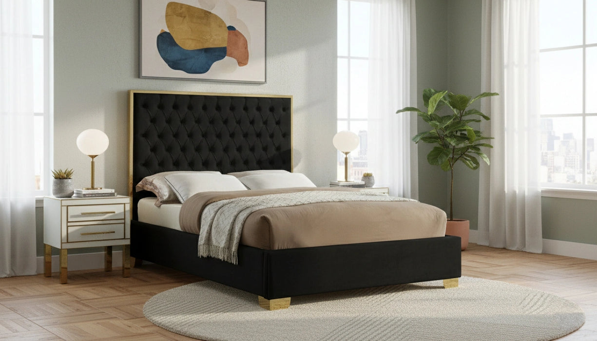 Lana Black Velvet Full Bed