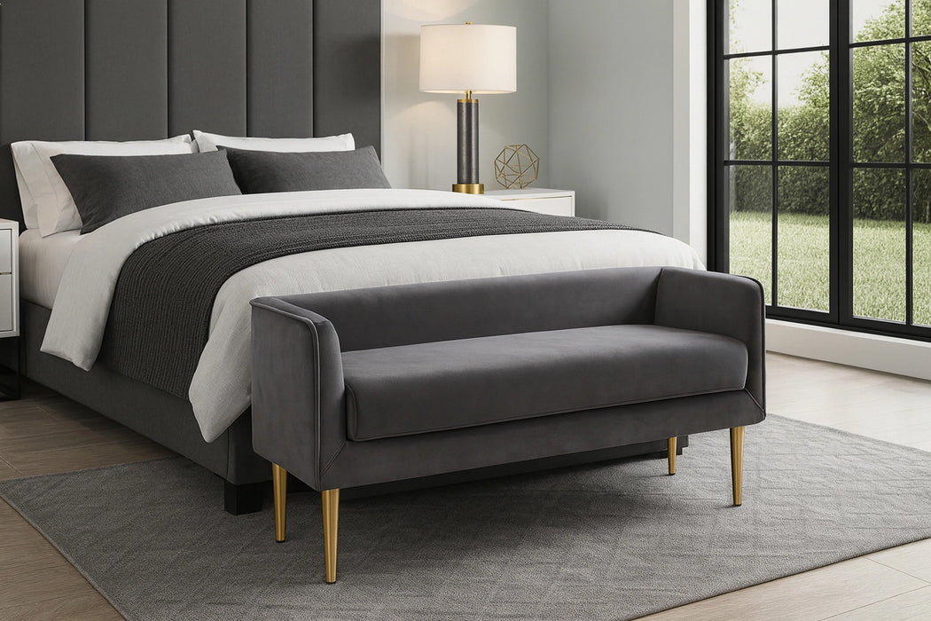 Audrey Grey Velvet Bench