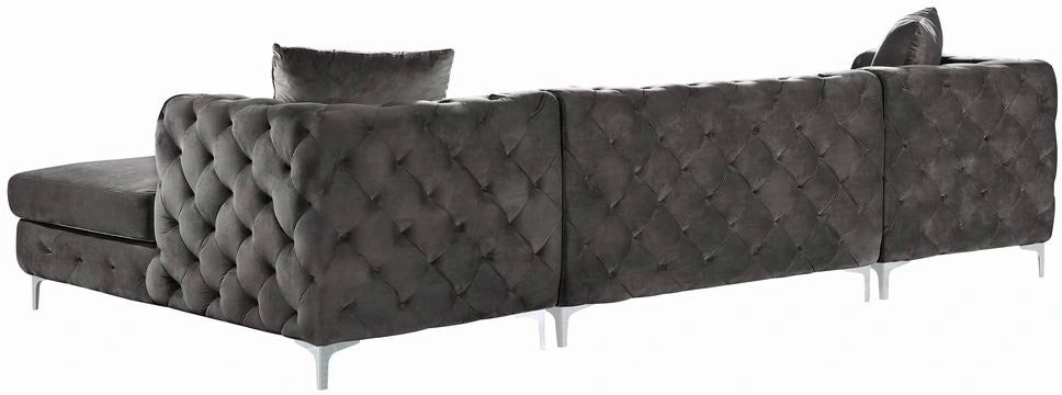 Gail Grey Velvet 3pc. Sectional