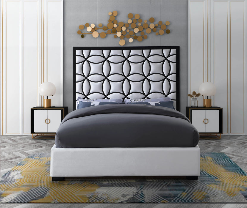 Taj White Velvet King Bed