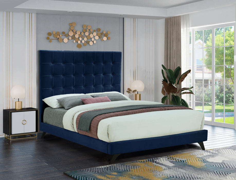 Elly Navy Velvet Full Bed