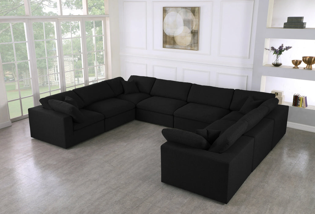 Serene Black Linen Fabric Deluxe Cloud Modular Sectional