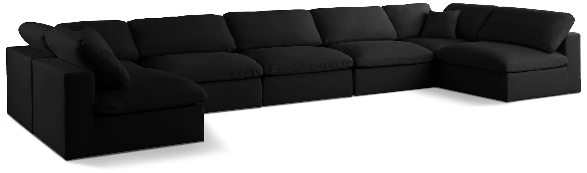 Plush Black Velvet Standard Cloud Modular Sectional