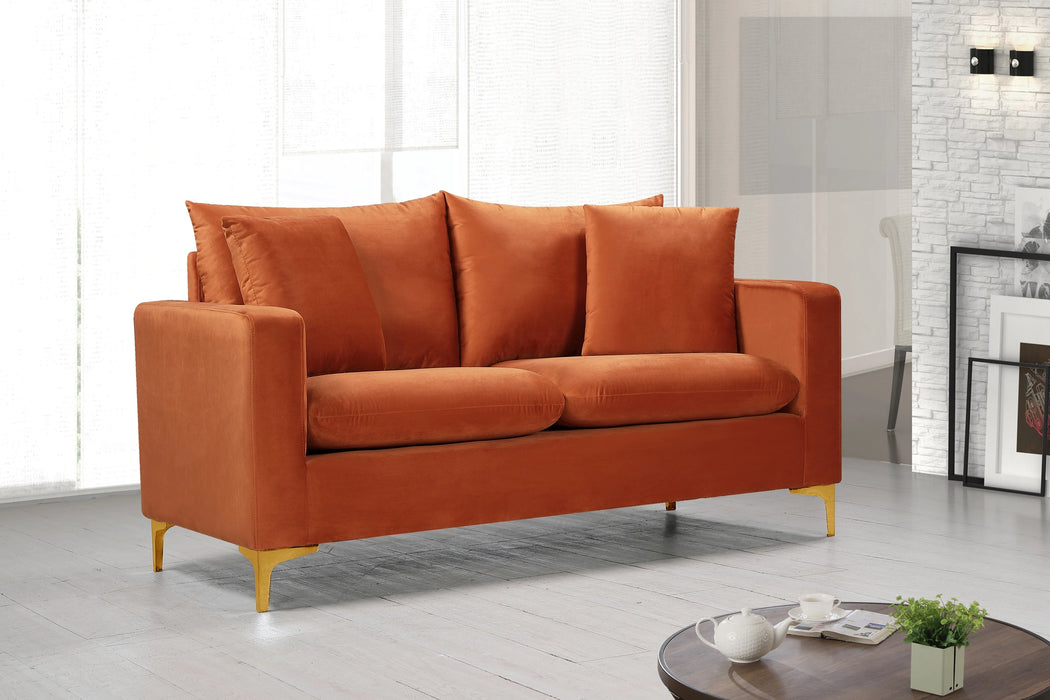 Naomi Cognac Velvet Loveseat
