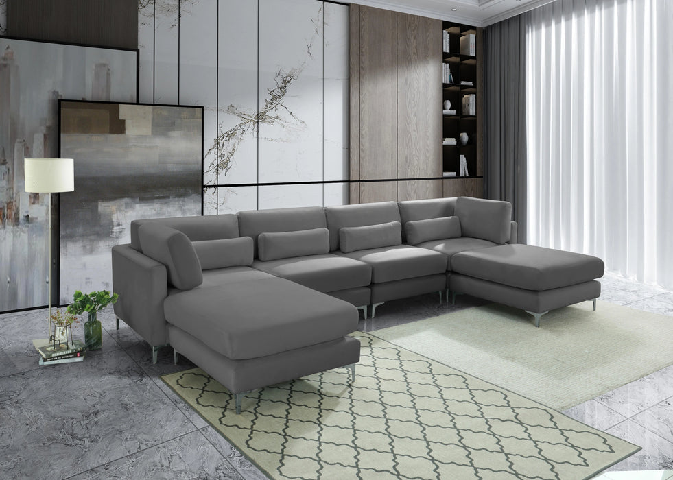 Julia Grey Velvet Modular Sectional (6 Boxes)
