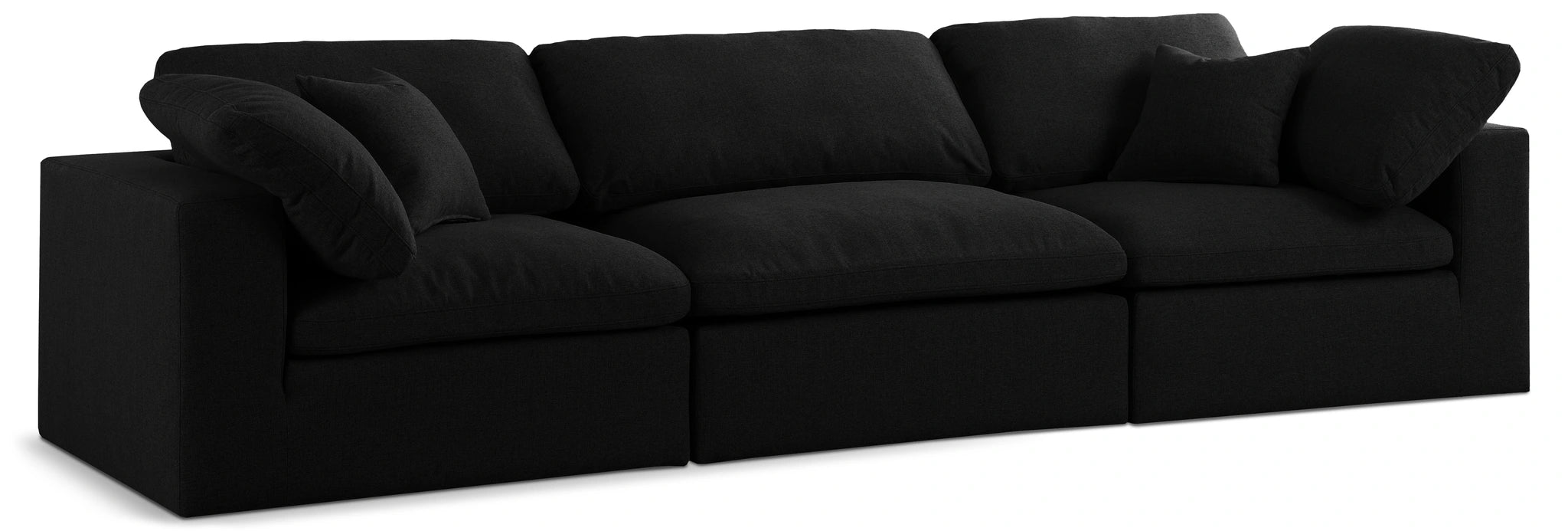 Serene Black Linen Fabric Deluxe Cloud Modular Sofa
