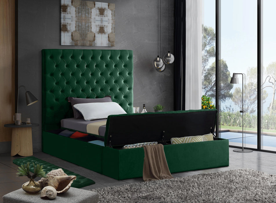 Bliss Green Velvet Twin Bed (3 Boxes)