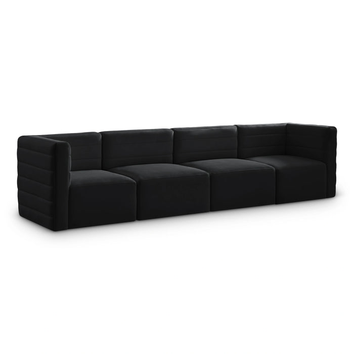 Quincy Black Velvet Modular Sofa