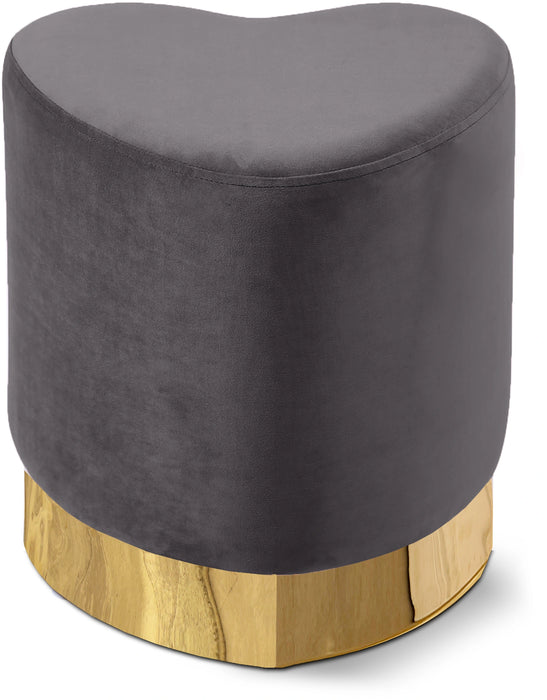 Heart Grey Velvet Ottoman/Stool