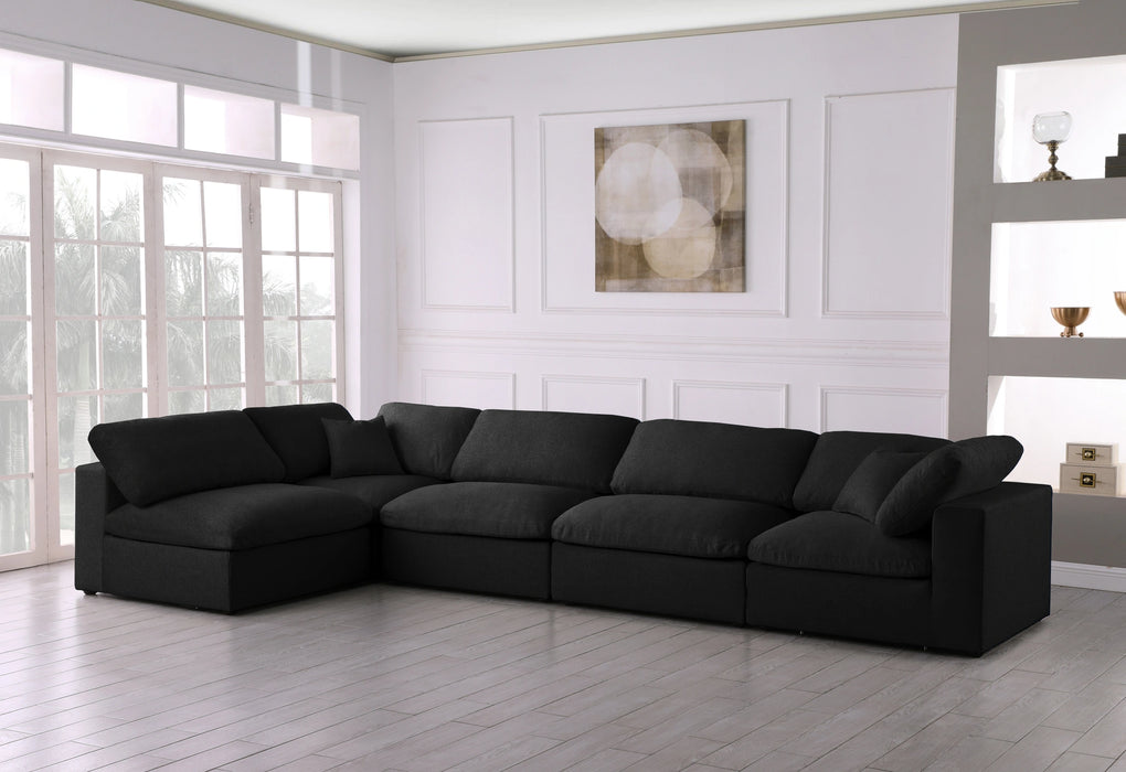 Serene Black Linen Fabric Deluxe Cloud Modular Sectional