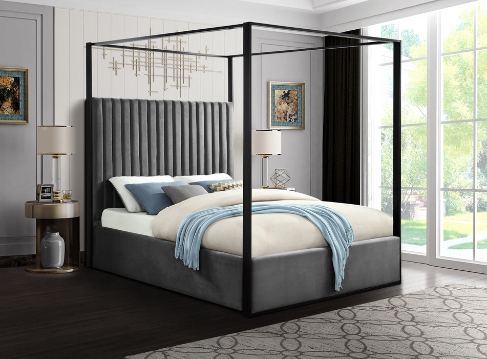 Jax Grey Velvet Queen Bed