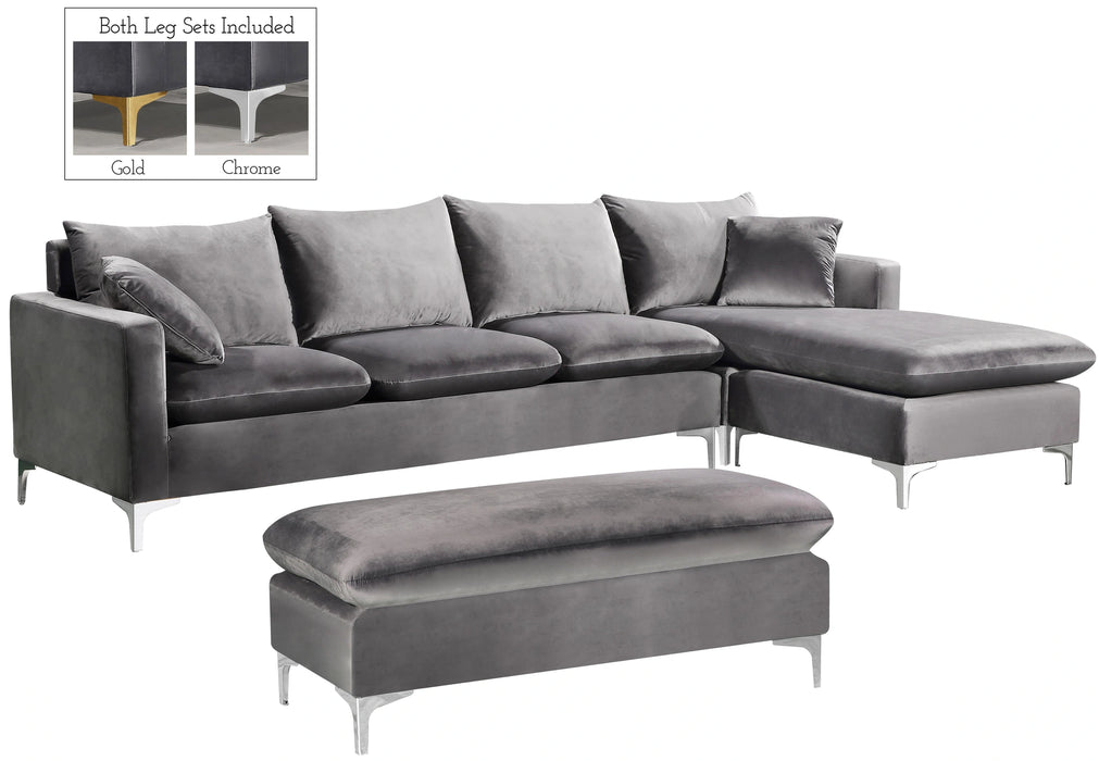 Naomi Grey Velvet 2pc. Reversible Sectional