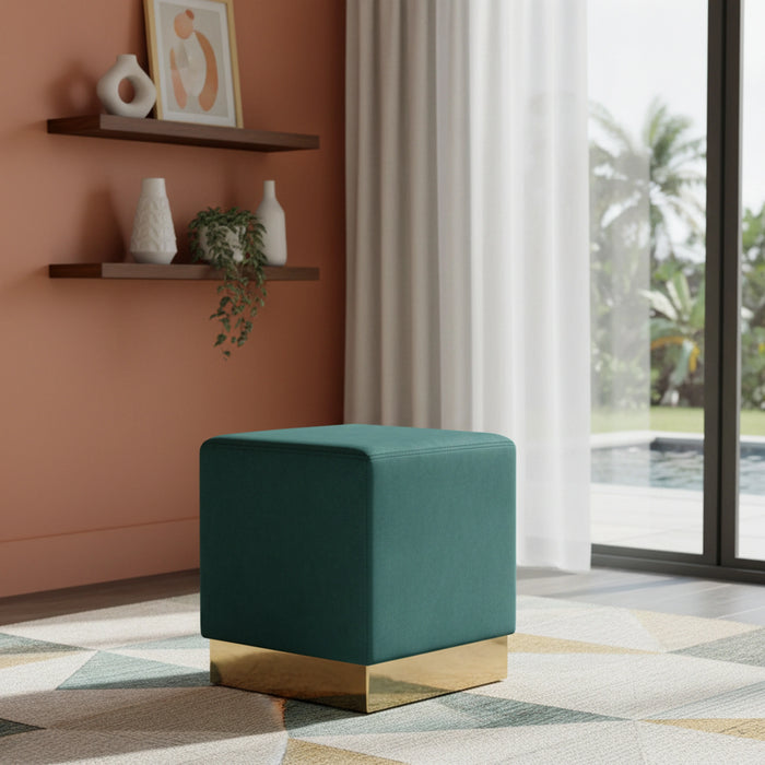 Jax Green Velvet Ottoman/Stool