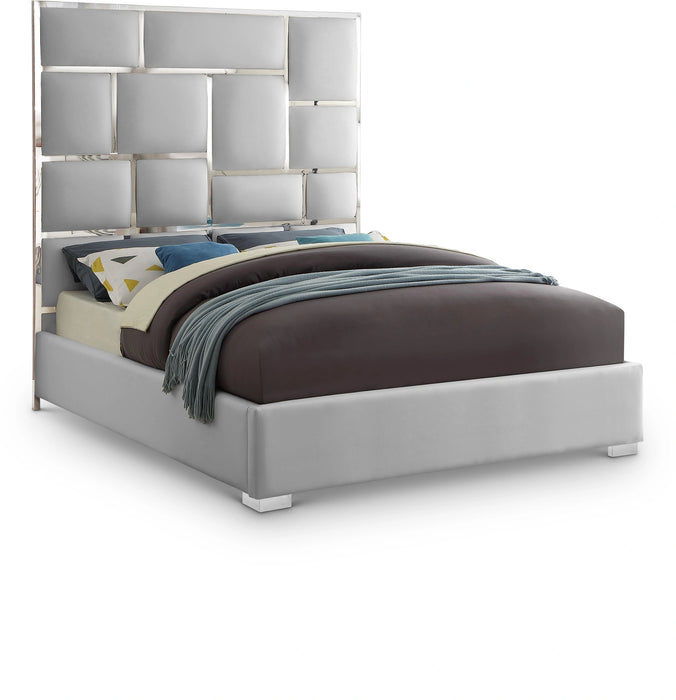 Milan White Faux Leather King Bed