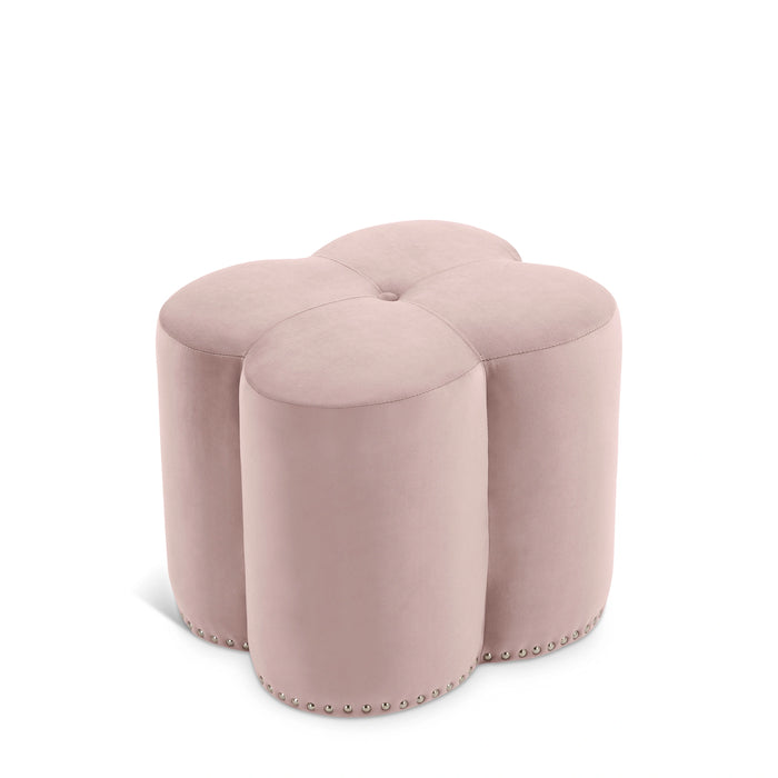 Clover Pink Velvet Ottoman