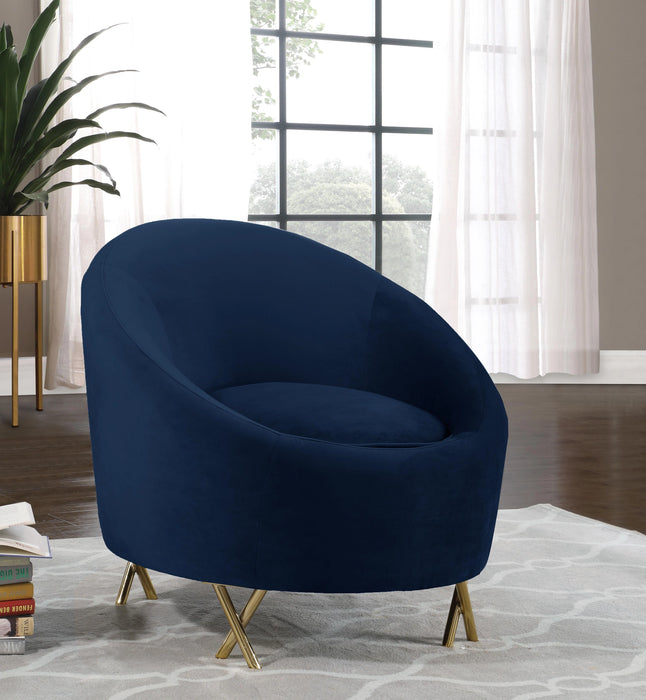 Serpentine Navy Velvet Chair