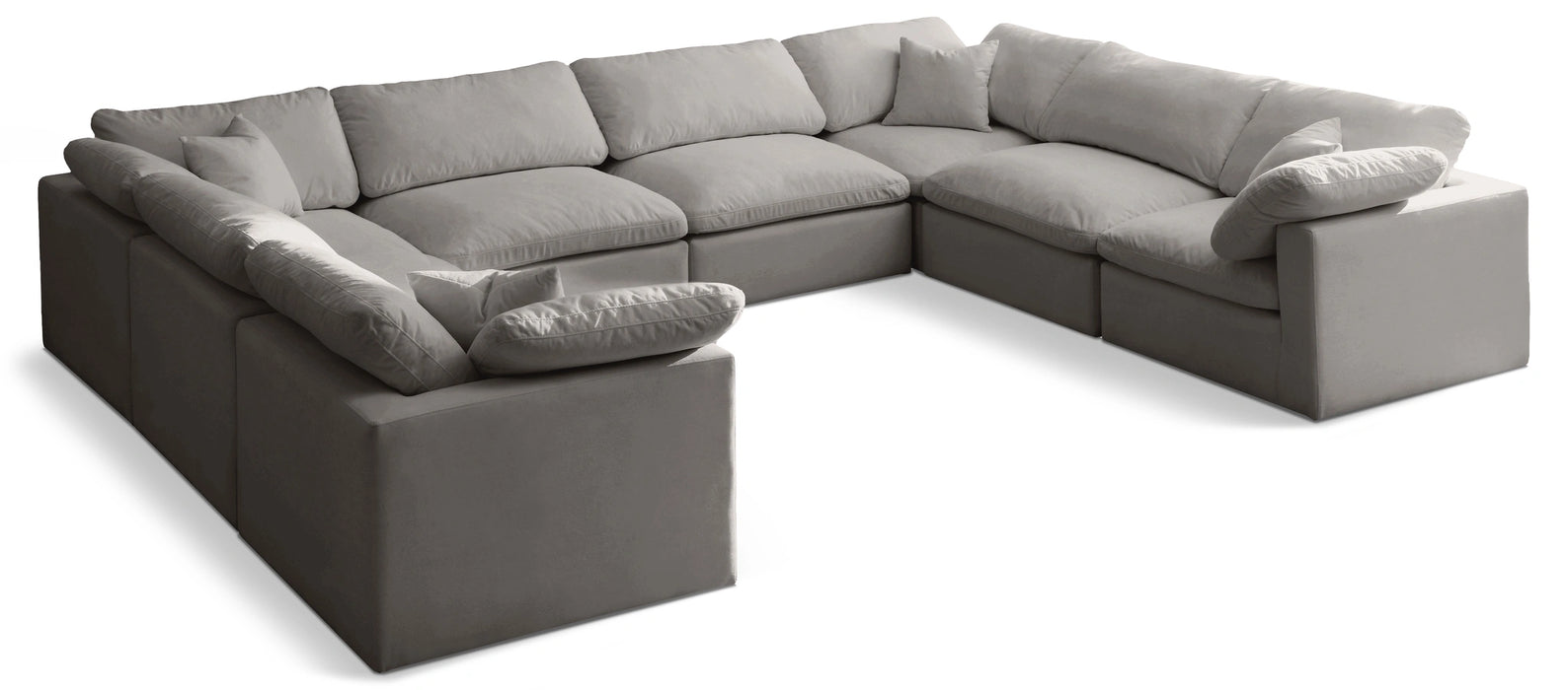 Plush Grey Velvet Standard Cloud Modular Sectional
