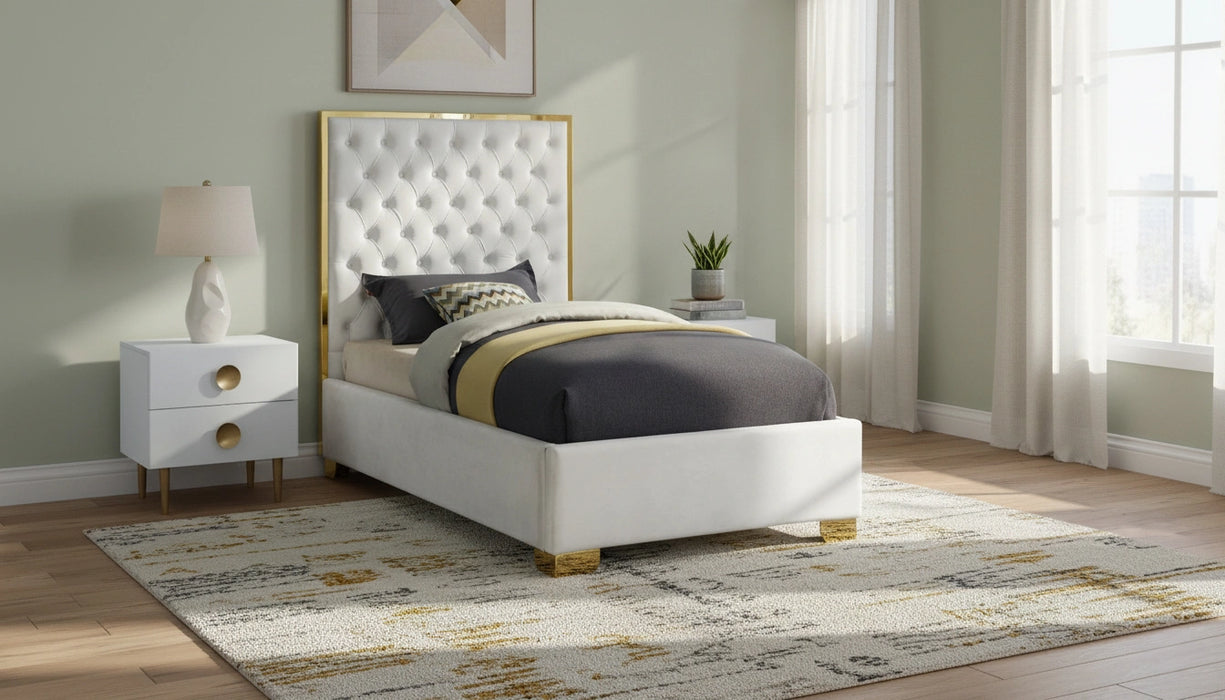 Lana White Velvet Twin Bed