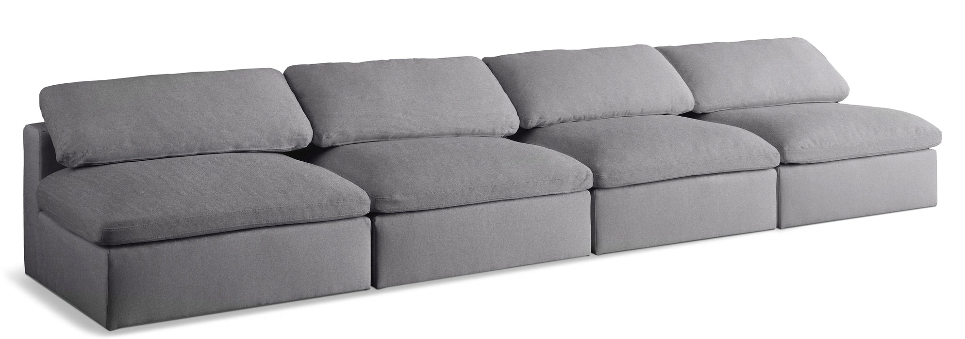Serene Grey Linen Fabric Deluxe Cloud Modular Armless Sofa