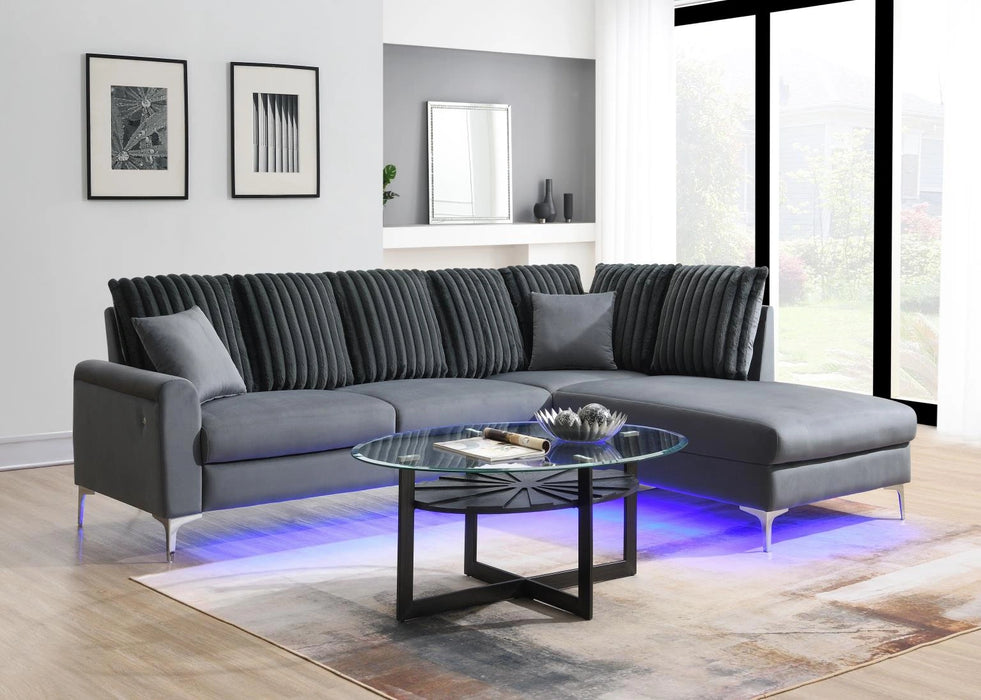 Gray Led 2 Pc Sectional