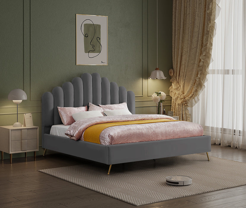 Lily Grey Velvet King Bed