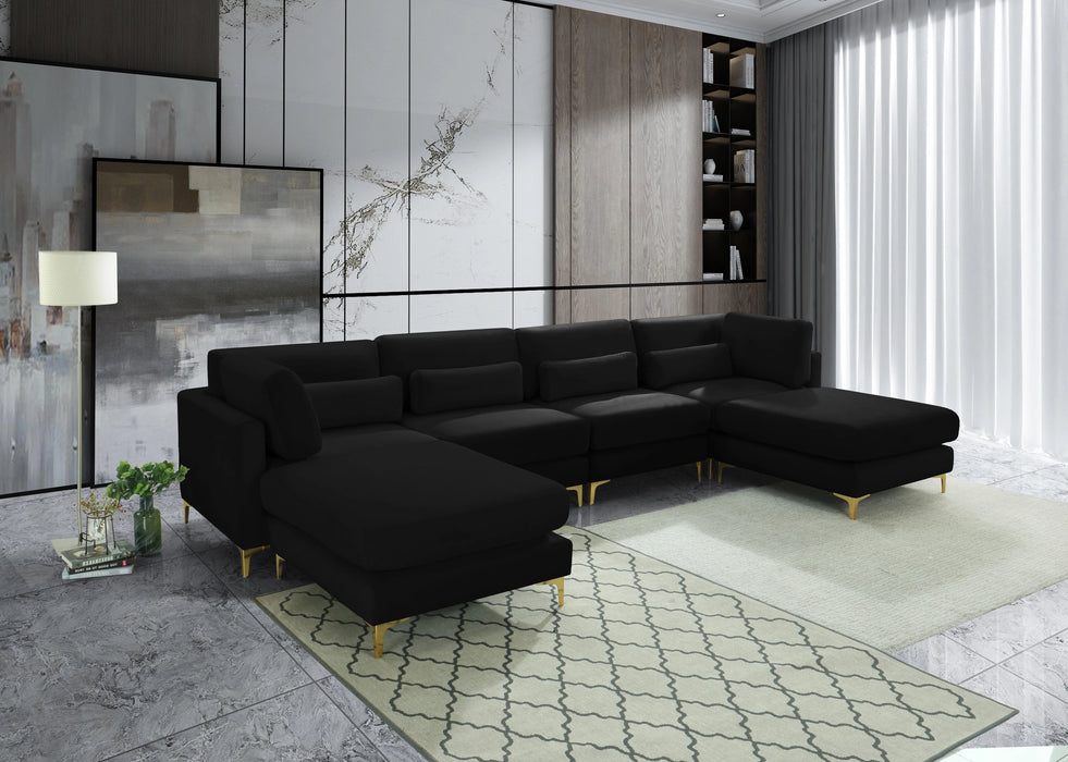 Julia Black Velvet Modular Sectional (6 Boxes)