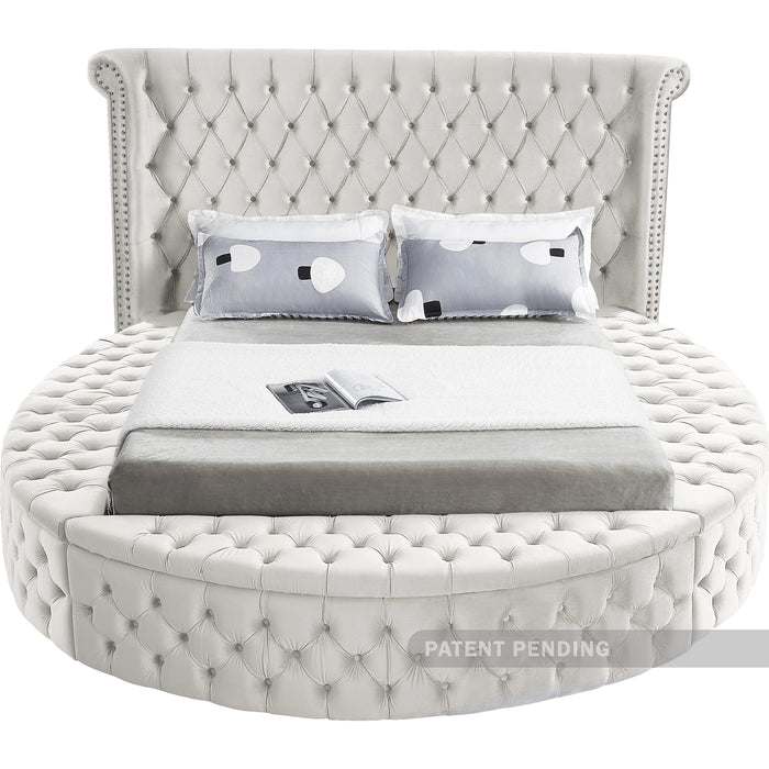 Luxus Cream Velvet Queen Bed (3 Boxes)