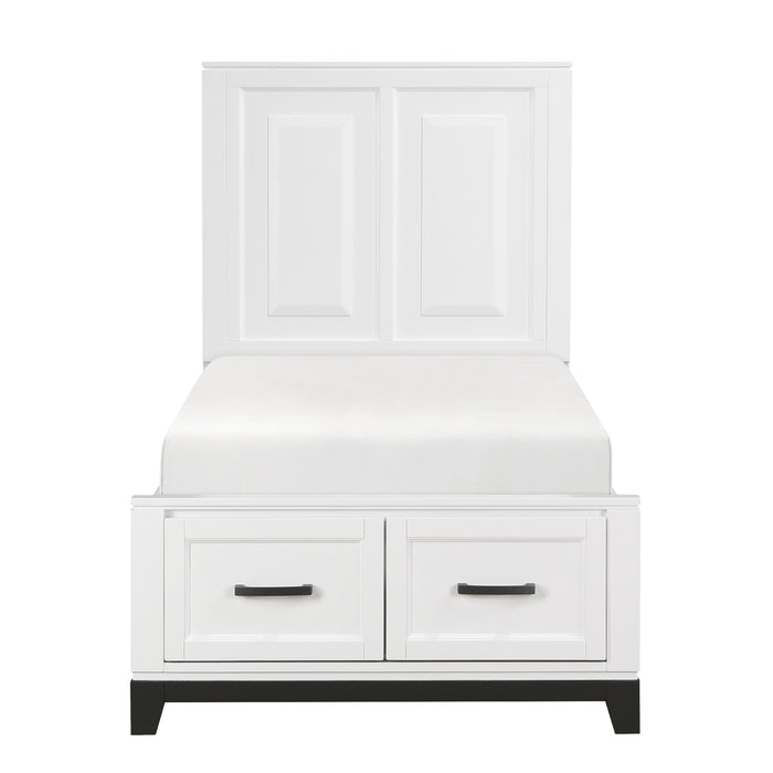 Garretson Twin Platform Bed with Footboard Storage in White - 1450WHT-1