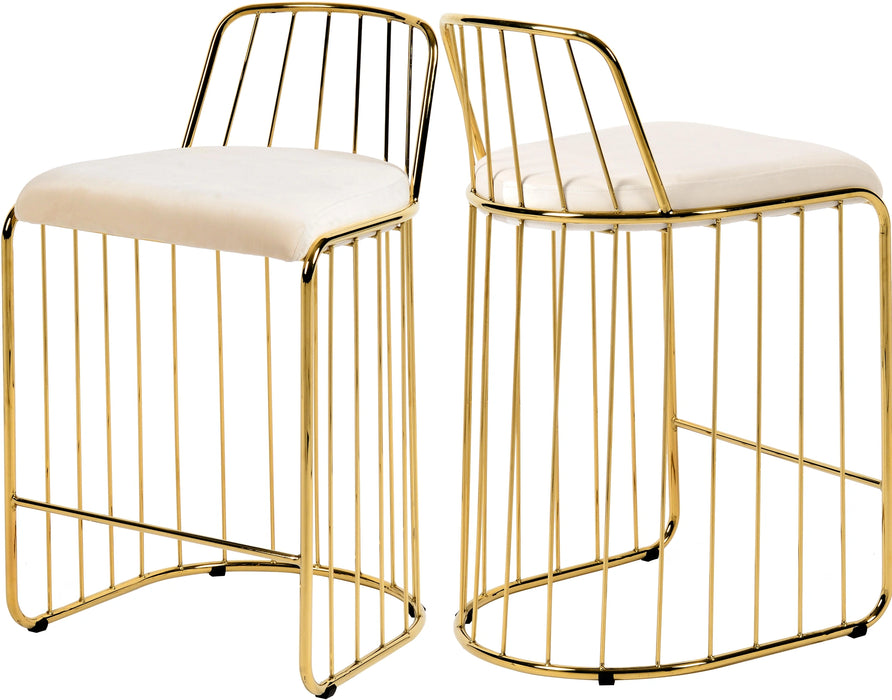 Gio Cream Velvet Stool