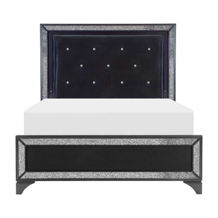 Salon Queen Bed in Black/Gold/Silver/Champagne - 1572BK-1