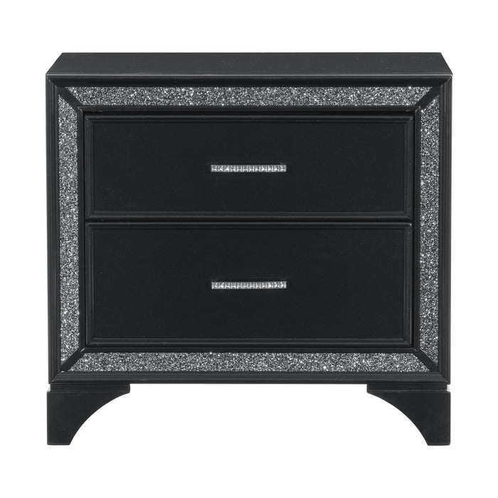 Salon Nightstand in Black/Gold/Silver/Champagne - 1572BK-4